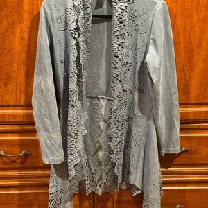 Alberto Makali Dusty Blue Gray Lace Women's Cape